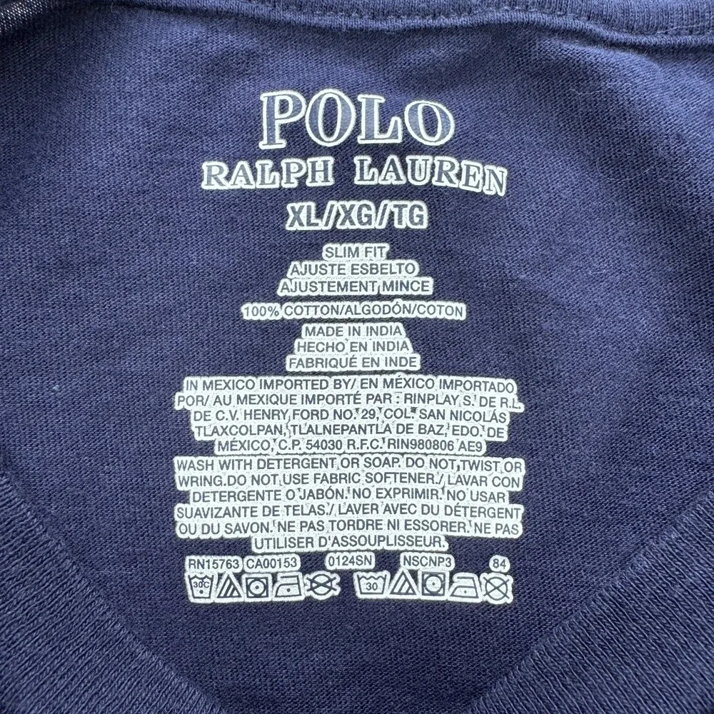 POLO RALPH LAUREN Crewneck Short Sleeve T Shirt Slim Fit Cotton Mens XL Blue